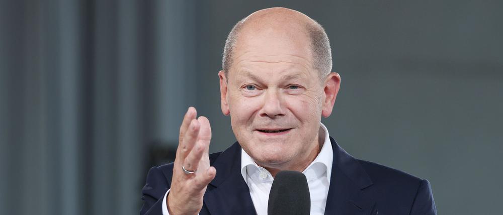 Bundeskanzler Olaf Scholz (SPD) Anfang September bei einem Bürgerdialog in Essen.