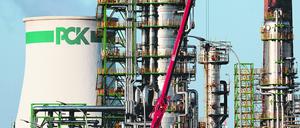 Industrieanlagen der Rosneft-Erdölraffinerie PCK in Schwedt/Oder am 9. Mai 2022. 