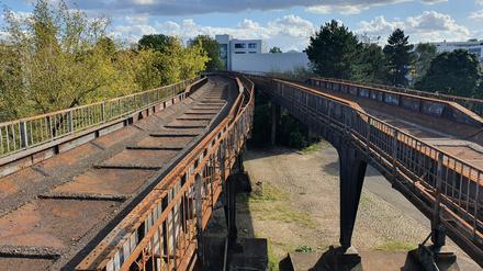 Angerostet, aber nicht durchgerostet. Der Viadukt in Höhe Wernerwerk