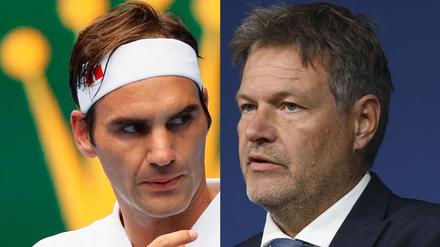 Roger Federer und Robert Habeck, Montage für Kolumne Spiegelstrich