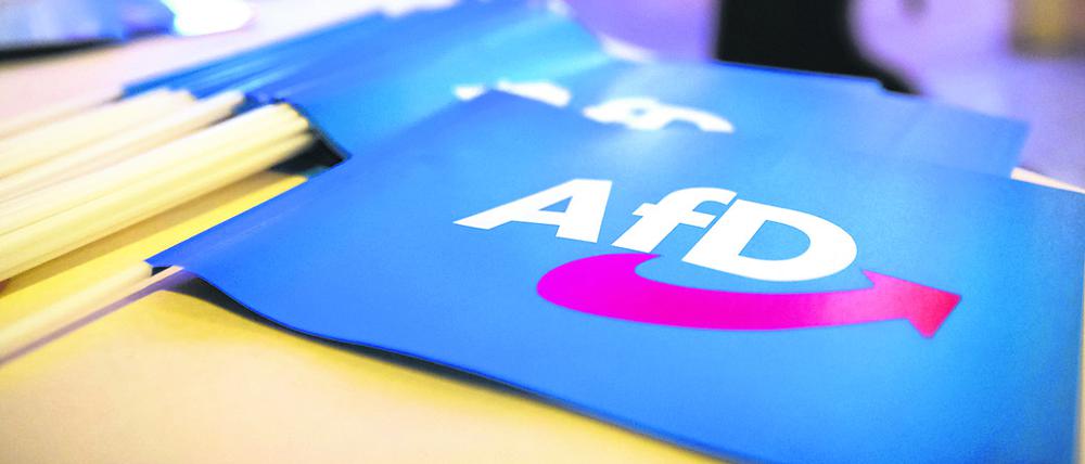 Fähnchen mit dem Logo der AfD.