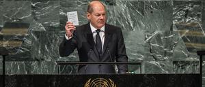 Bundeskanzler Scholz verwies in seiner Rede auch auf die international vereinbarten Regeln der UN-Charta.