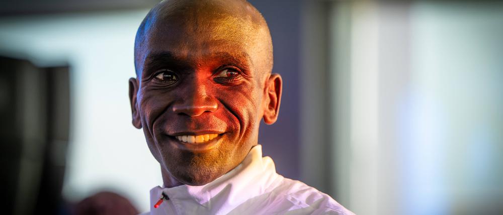 Eliud Kipchoge präsentierte sich am Freitag in Berlin zuversichtlich. Man kennt es nicht anders von ihm.