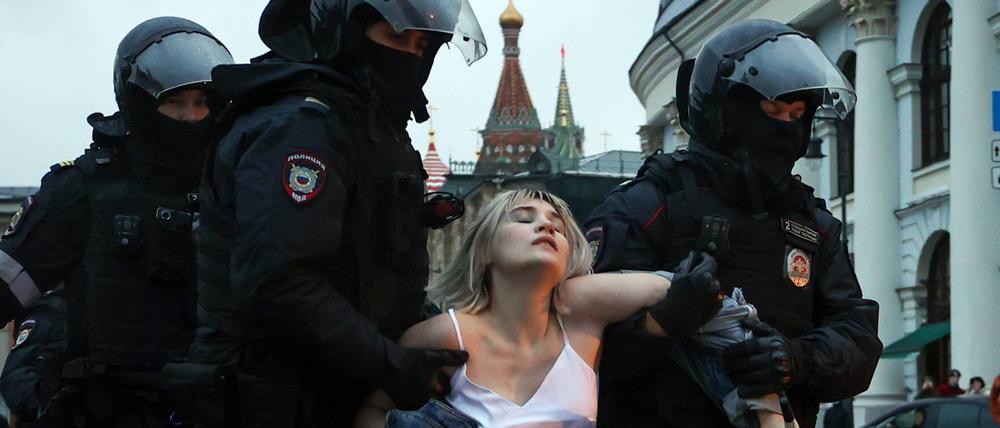 Proteste gegen die Teilmobilmachung in Moskau.