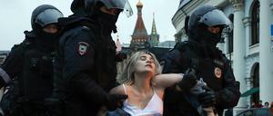 Proteste gegen die Teilmobilmachung in Moskau.