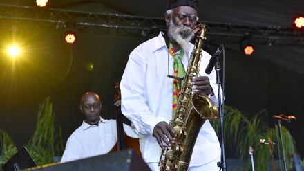 Der US-Jazz-Saxofonist und Komponist Pharoah Sanders beim Arroyo Seco Music Festival.