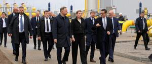 Polens Präsident Duda und Premierminister Morawiecki bei ihrem Besuch der Baltic-Pipline