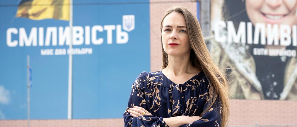 Die von Right Livelihood herausgegebene Aufnahme zeigt Oleksandra Matviichuk vom Zentrum für bürgerliche Freiheiten (CCL). 