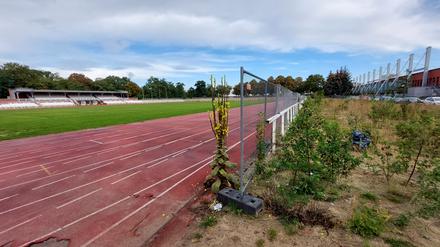 Das ehemalige Eingangsgebäude zum Stadion am Luftschiffhafen wurde abgerissen und soll durch einen Neubau ersetzt werden.