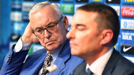 Zerrüttetes Verhältnis. Schon lange vor seinem Rücktritt hatten Herthas Präsident Gegenbauer (links) und Investor Lars Windhorst sich nicht mehr viel zu sagen.