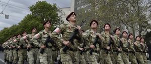 Russische Soldaten in Sewastopol, Ukraine. 