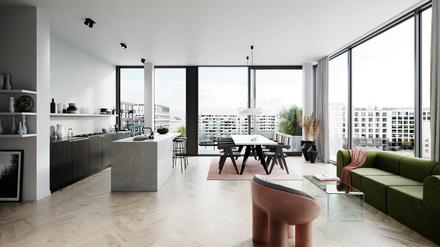 „NeuHouse“ ist ein Ensemble, bestehend aus einem denkmalgeschützten Altbau aus den Jahren 1847/48 und einem modernen Neubau. Absolutes Highlight ist das zweiseitig verglaste Penthouse, das seinen neuen Bewohnern einen spektakulären Ausblick über die Dächer Berlins, den angrenzenden Besselpark und das umliegende Kreativ-Quartier Kreuzbergs bietet. Auch die ca. 26 Quadratmeter große Dachterrasse mit Westausrichtung, die von jedem Zimmer zugänglich ist, lädt zum Verweilen ein und bietet die perfekte Kulisse für einen „Sundowner“.