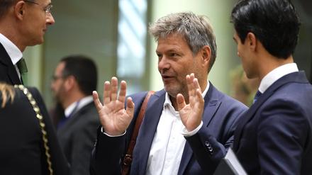Wirtschaftsminister Robert Habeck am Freitag beim Treffen mit seinen EU-Amtskollegen in Brüssel.