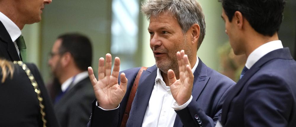 Wirtschaftsminister Robert Habeck am Freitag beim Treffen mit seinen EU-Amtskollegen in Brüssel.