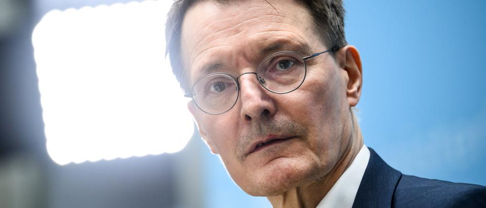 Karl Lauterbach (SPD) bei einer Pressekonferenz im Bundesministerium für Gesundheit.
