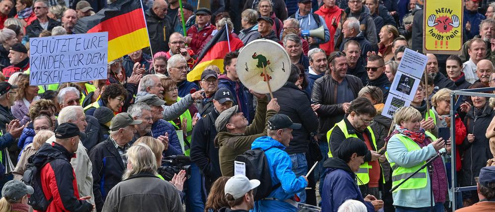 Auch in Frankfurt (Oder) wurde am Montag wieder demonstriert.