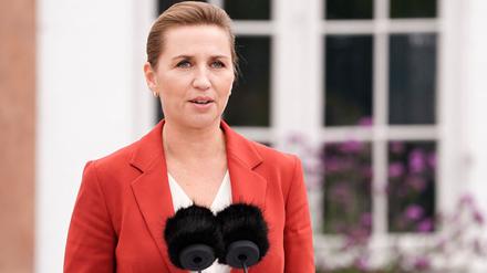 Ministerpräsidentin Minister Mette Frederiksen bei der Ankündigung vorgezogener Neuwahlen Anfang Oktober. 