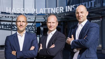 Künftig zu dritt an der Spitze des HPI: Prof. Tobias Friedrich, Dr. Marcus Kölling, Prof. Ralf Herbrich (v.l.n.r.)