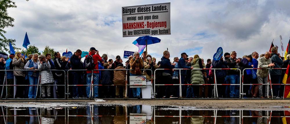 Unter anderem forderten Teilnehmer der Demonstration eine Aussöhnung mit Russland.