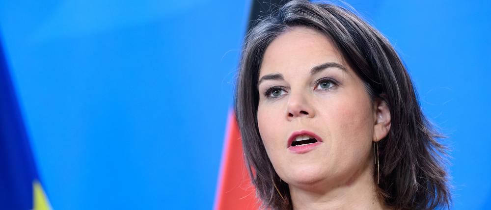 Annalena Baerbock bei einer Pressekonferenz am 7. Oktober in Berlin.