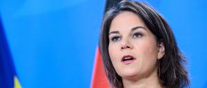 Annalena Baerbock bei einer Pressekonferenz am 7. Oktober in Berlin.