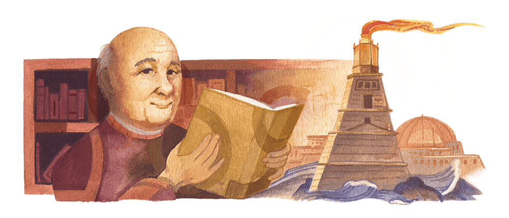Screenshot des Google-Doodles anlässlich des 94. Geburtstags von dem Historiker Mostafa El-Abbad.