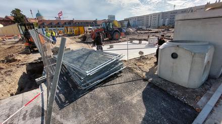 Die Baustelle für das Großvorhaben Kreativquartier.