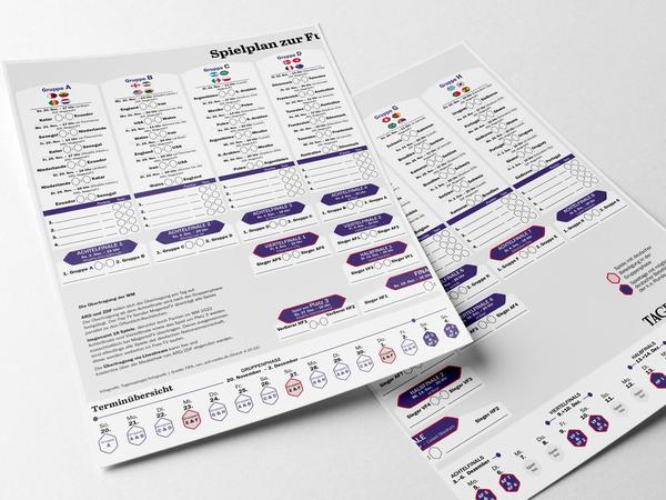 Der WM Spielplan 2022 vom Tagesspiegel auf zwei Seiten zum Ausdrucken