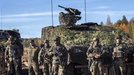 Soldaten der 41. Mechanisierten Infanteriebrigade der Bundeswehr nehmen an der militärischen Übung «Fast Griffin» auf dem Truppenübungsplatz Gaiziunai in Litauen teil. 