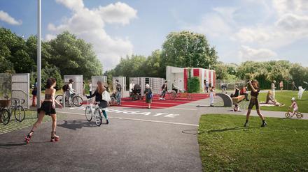 Die Visualisierung des sogenannten Crashgate am Tempelhofer Feld.