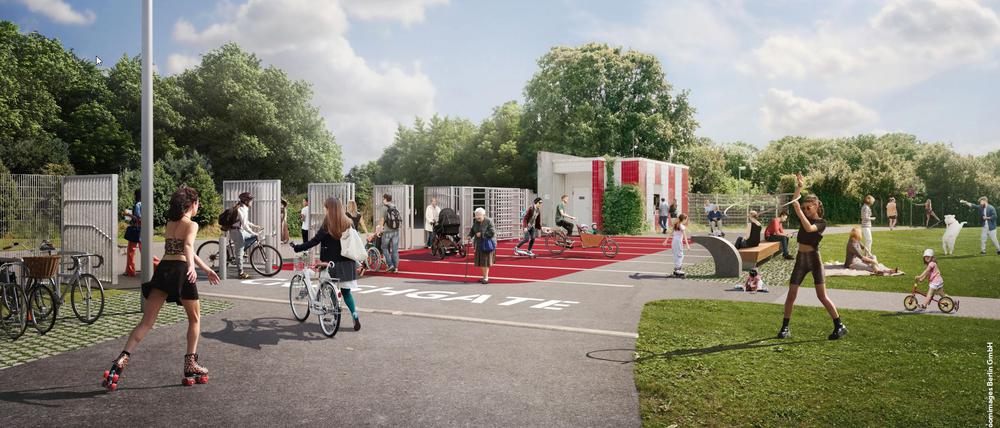 Die Visualisierung des sogenannten Crashgate am Tempelhofer Feld.