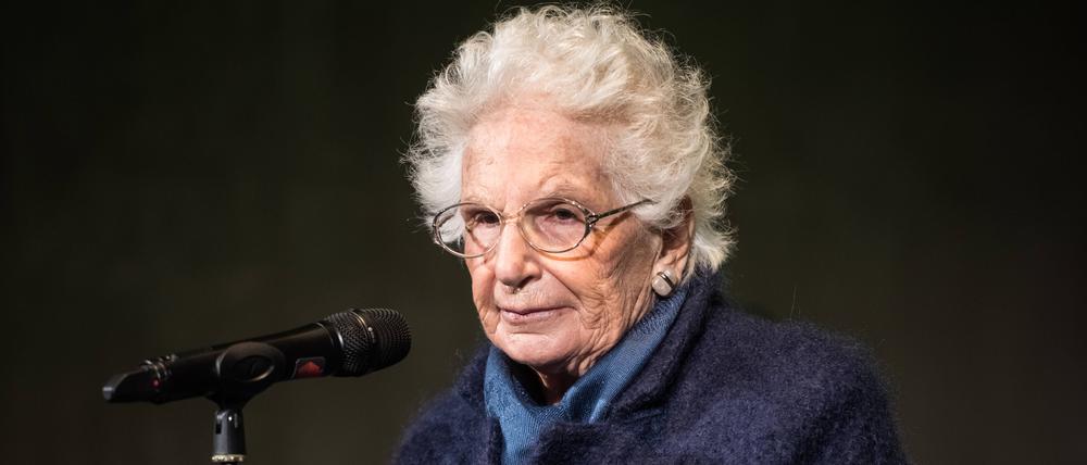 Liliana Segre im Februar 2022 während der Gedenkstunde zur Deportation der Juden ihrer Heimatstadt Mailand im Januar 1944 - sie war eine der Verschleppten.