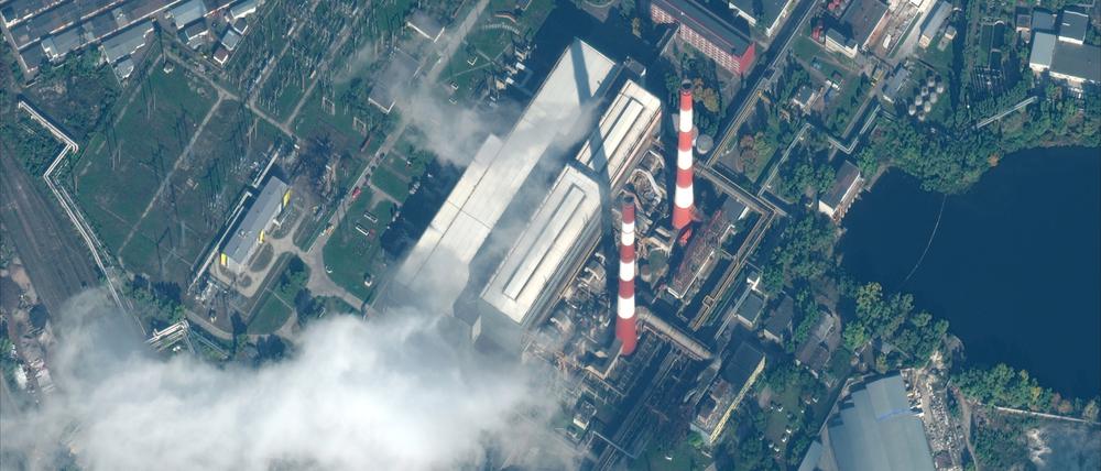 Schäden an einem Kraftwerk in Kiew nach einem russischen Angriff