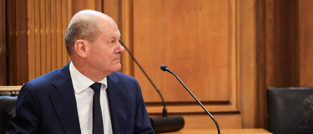 Bundeskanzler Olaf Scholz (SPD) vor dem Hamburger Cum-ex-Ausschuss.