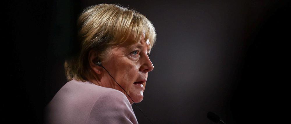 Angela Merkel am Donnerstag bei der Pressekonferenz zur Bekanntgabe der Preisträger des portugiesischen Gulbenkian-Preises für Menschlichkeit in Lissabon.