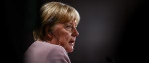 Angela Merkel am Donnerstag bei der Pressekonferenz zur Bekanntgabe der Preisträger des portugiesischen Gulbenkian-Preises für Menschlichkeit in Lissabon.