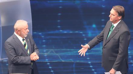 Bolsonaro und Lula während der TV-Debatte.