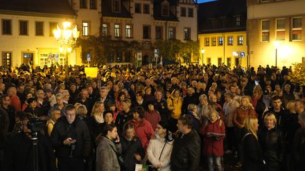 Demonstration am 18. Oktober in Grimma gegen die Energiepolitik der Bundesregierung. 