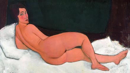2024 im Museum Barberini: „Auf der Seite liegender Frauenakt“ von Amedeo Modigliani (Detail) von 1917. 