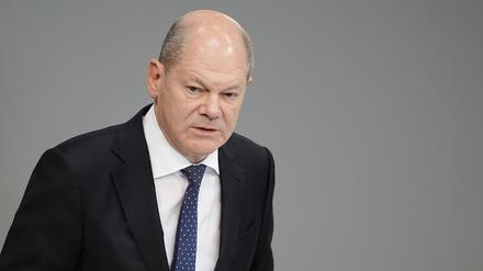 Bundeskanzler Olaf Scholz (SPD) im Bundestag.
