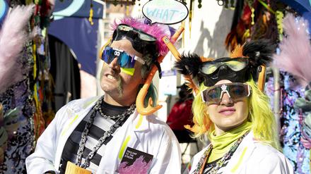220314 -- AUSTIN, March 14, 2022 -- People dressed in costumes are seen during the Creative Industries Expo at South by Southwest SXSW Conference and Festivals in Austin, Texas, the United States on March 13, 2022. The Creative Industries Expo at SXSW Conference and Festivals opened on March 13, featuring content aimed to promote discovery, education and inspiration. Photo by /Xinhua U.S.-TEXAS-AUSTIN-SXSW-EXPO NickxWagner PUBLICATIONxNOTxINxCHN 