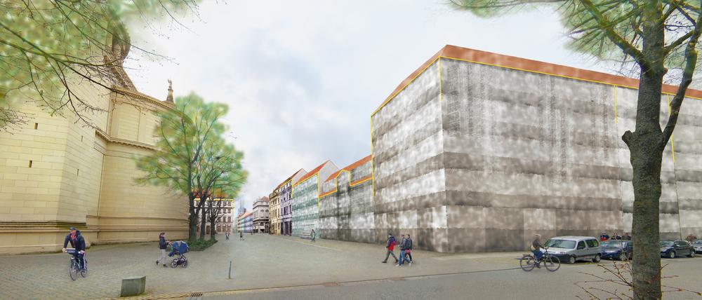 Der künftige Blick von der Straße Am Alten Markt in die Erika-Wolf-Straße