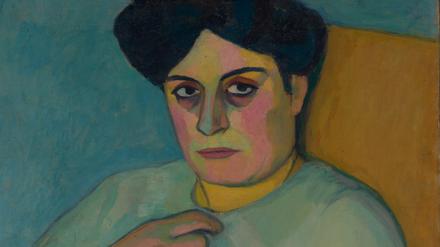 Elisabeth Iwanowna Epstein (1879–1956), Selbstporträt, 1911, Öl auf Pappe, 67,7 cm x 52 cm. Städtische Galerie im Lenbachhaus und Kunstbau München, im Andenken an Jerome Pustilnik, New York City.