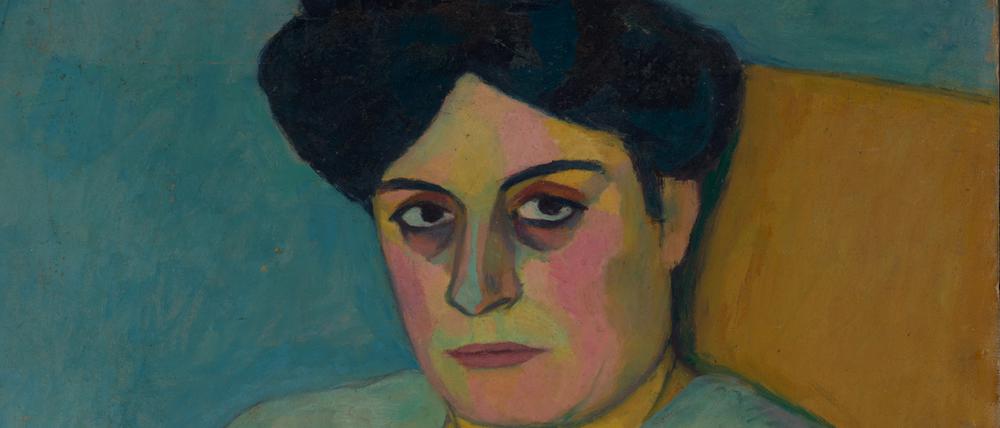 Elisabeth Iwanowna Epstein (1879–1956), Selbstporträt, 1911, Öl auf Pappe, 67,7 cm x 52 cm. Städtische Galerie im Lenbachhaus und Kunstbau München, im Andenken an Jerome Pustilnik, New York City.