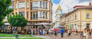 Die Innenstadt von Iwano-Frankiwsk in der Ukraine. 