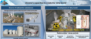 Tweet des russischen Außenministeriums, um Bombenvorwürfe gegen Kiew zu belegen.