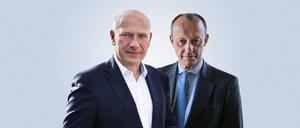 CDU-Parteichef Friedrich Merz (r.) stellt sich hinter Kai Wegner als Spitzenkandidat der Berliner CDU für eine womöglich anstehende Wiederholungswahl in Berlin. (Montage)
