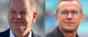 Was hat Trainerstar Ralf Rangnick (rechts), was Bundeskanzler Olaf Scholz nicht hat?