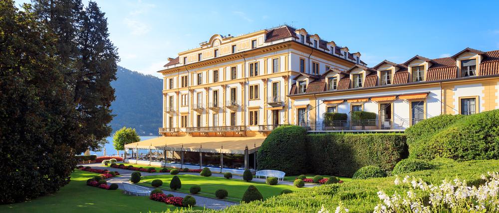 Blick auf die Villa d’Este am Ufer des Comer See.