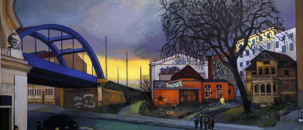 „Das alte Kino“, 2002. Ein Gemälde von Peter Rohn, das in der aktuellen Ausstellung im Potsdam Museum zu sehen ist. Er lebt selbst in dem gezeigten Stadtviertel, Potsdam-West.